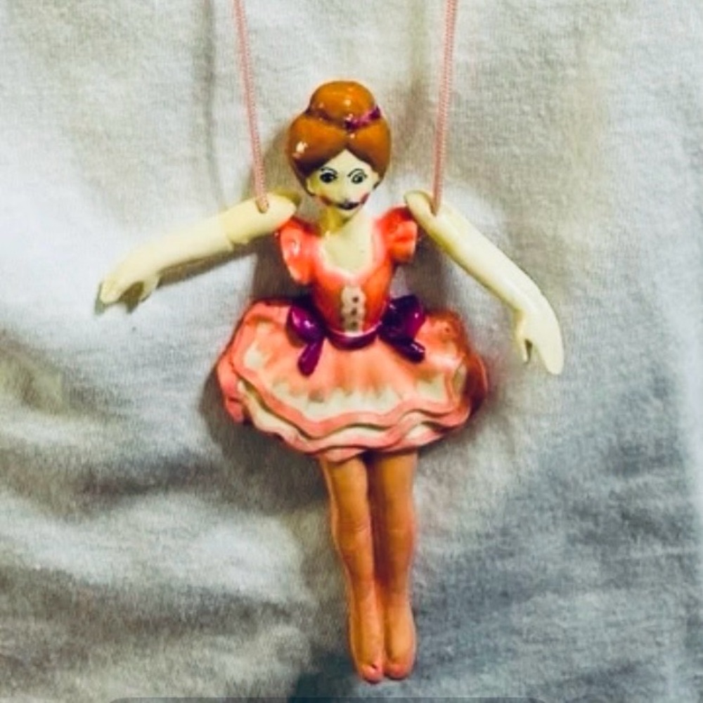 Vintage 1980s Lisa Frank Ballerina Pendant Necklace – Articulated Arms